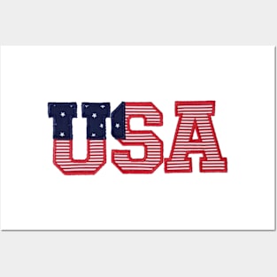 USA Embroidered Font Posters and Art